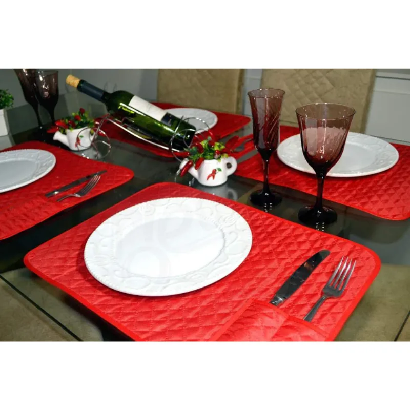 Jogo Americano Matelado Com 6 Peças - Vermelho Scarlet