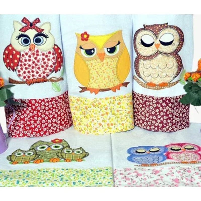 Kit 5 Panos De Prato Patchwork Corujas