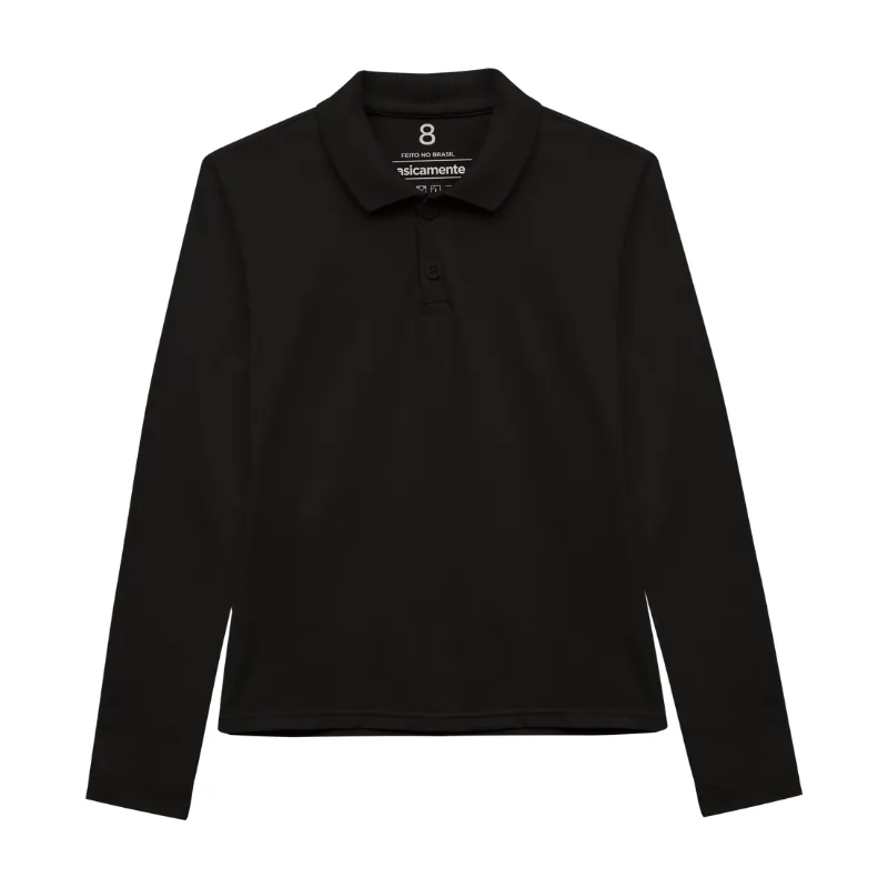 Camisa Polo Basicamente Infantojuvenil Menina Meia Estação Básica 2/16 - 1000090497-PRETO-12