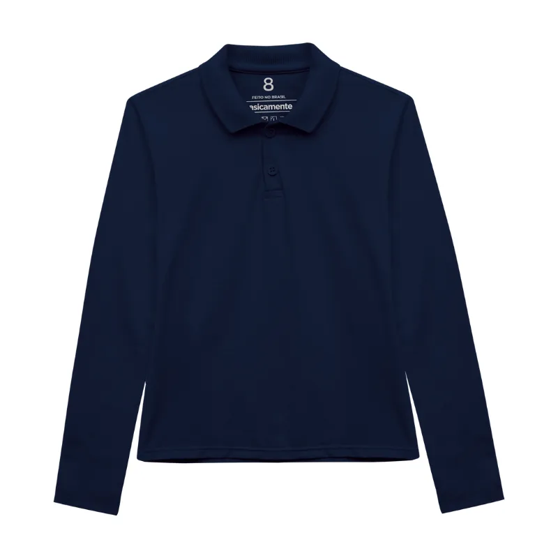 Camisa Polo Basicamente Infantojuvenil Menina Meia Estação Básica 2/16 - 1000090497-MARINHO-2