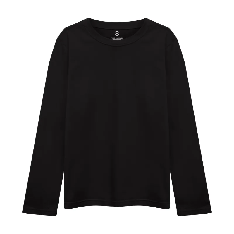 Camiseta Basicamente Infantojuvenil Unissex Meia Estação Básica Volta Às Aulas 2/16 - 1000090489-PRETO-4
