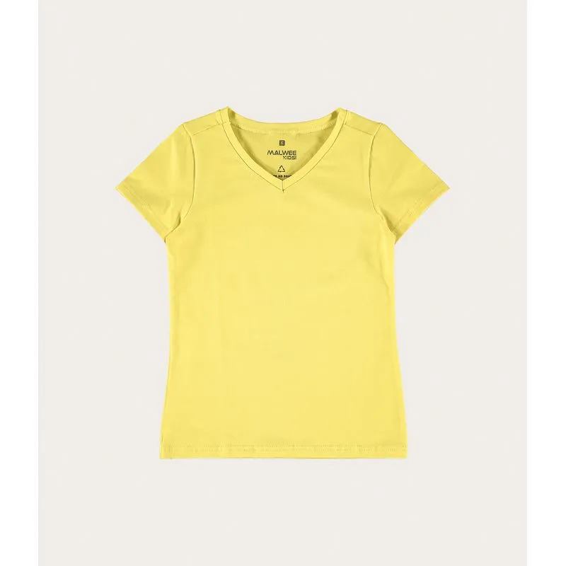 Blusa Infantil Menina Decote V Em Cotton Light Malwee Kids Amarelo - 2
