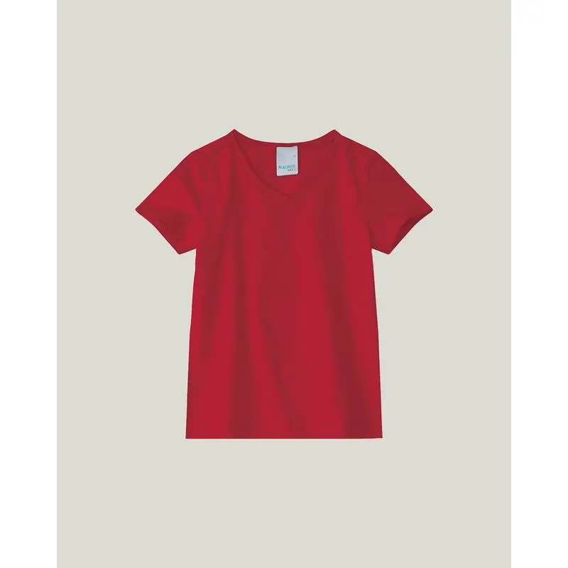 Blusa Infantil Menina Decote V Em Algodão Malwee Kids Vermelho - 4