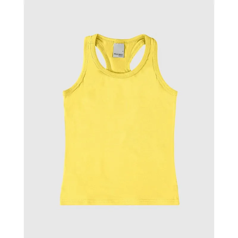 Regata Infantil Menina Decote Nadador Em Algodão Malwee Kids Amarelo Claro - 14