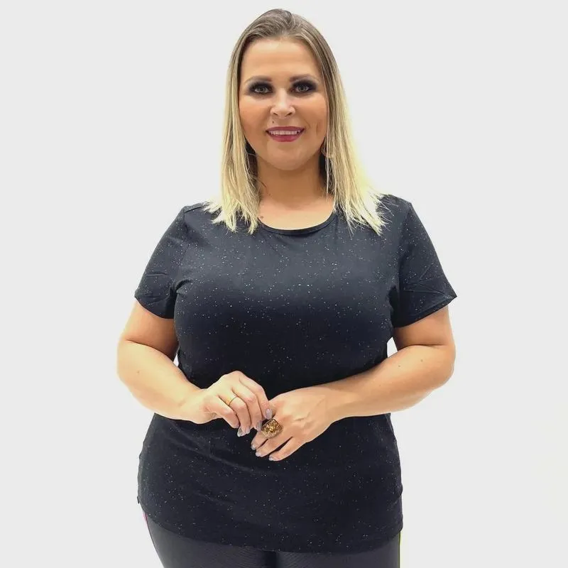 Blusa Malwee Plus Size Botonê Manga Curta Feminina