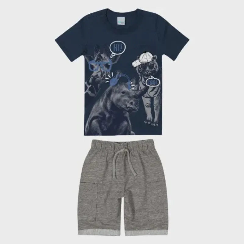 Conjunto Infantil Camiseta e Bermuda 87405 - Malwee Kids