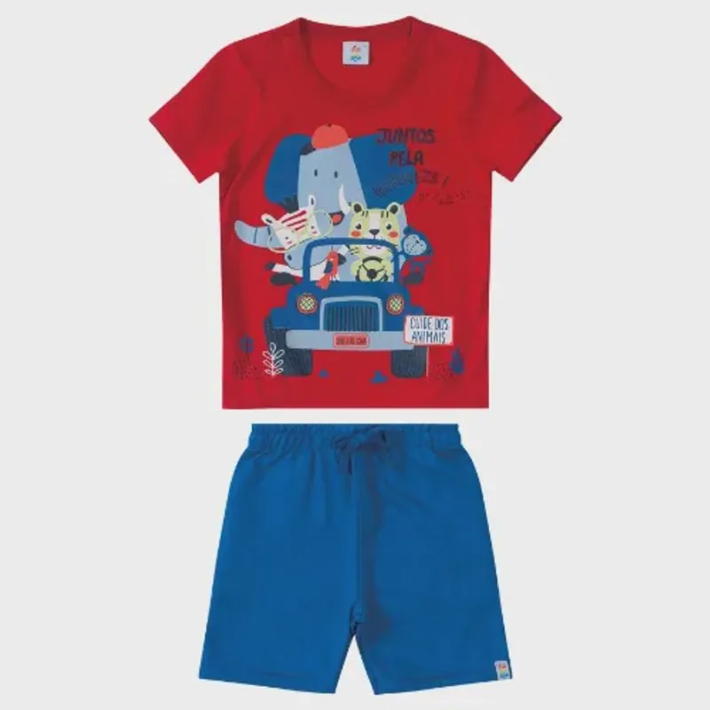Conjunto Infantil Camiseta e Bermuda 84637 - Malwee Zig Zig Zaa
