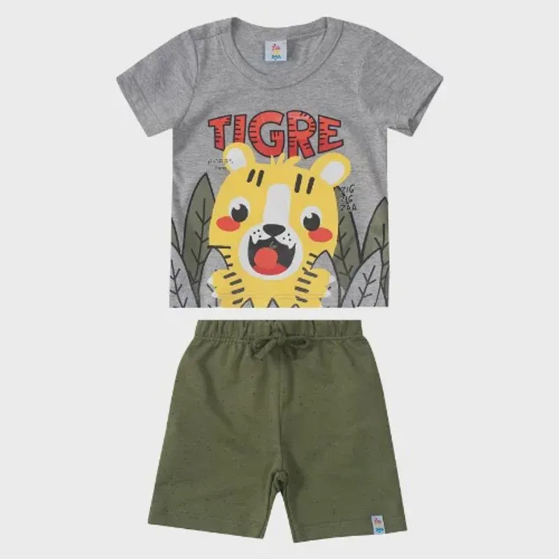 Conjunto Infantil Camiseta e Bermuda 84634 - Malwee Zig Zig Zaa