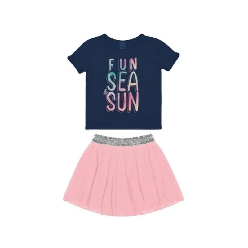 Conjunto Menina Blusa e Saia Short Malwee