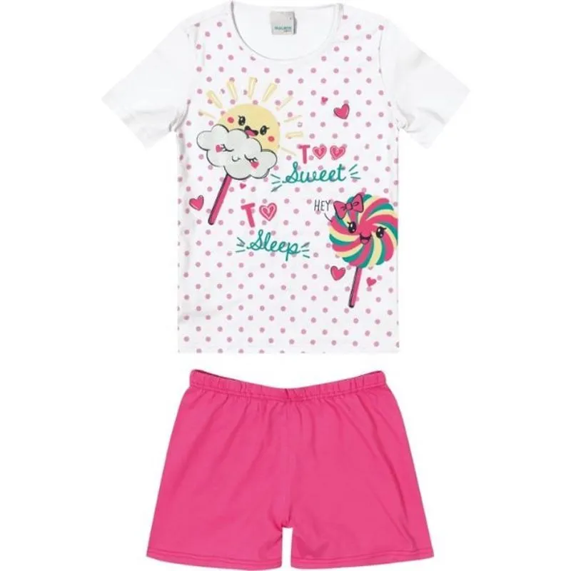 Pijama Infantil Manga Curta Menina 4 ao 8 Malwee