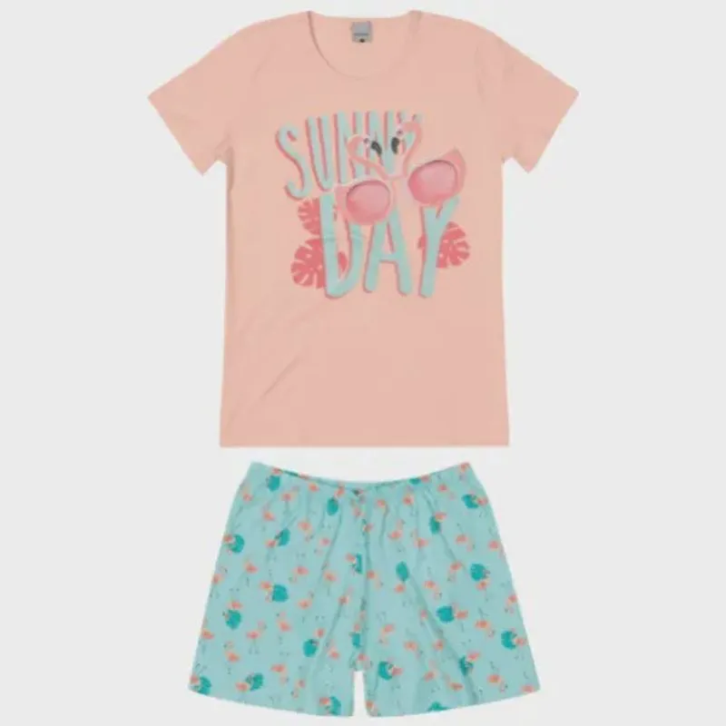 Pijama Feminino Blusa e Short 83370 - Malwee Kids