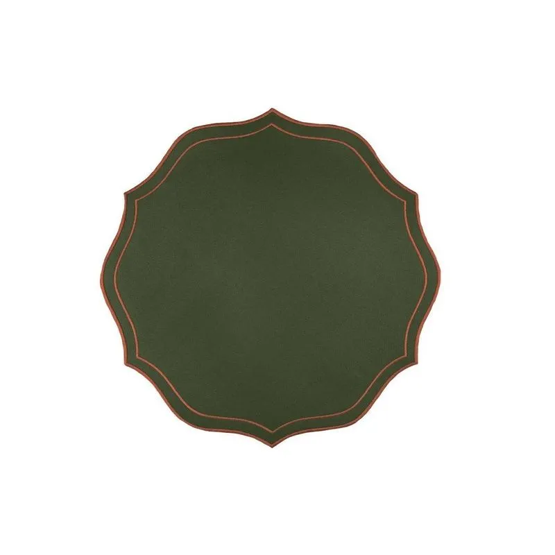 Lugar Americano Nylon Decortextil Verde Bordado Vermelho 40