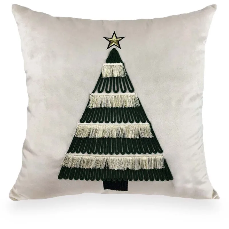 Almofada Decorativa Quadrada 45x45cm Veludo Natal Árvore MOD31 Catran