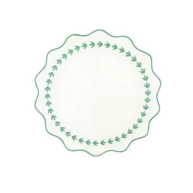 Lugar Americano Nylon Decortextil Bege Bordado Tulipa Verde