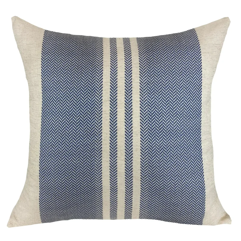 Almofada Linho 52x52 Azul Listrado Modelo 2