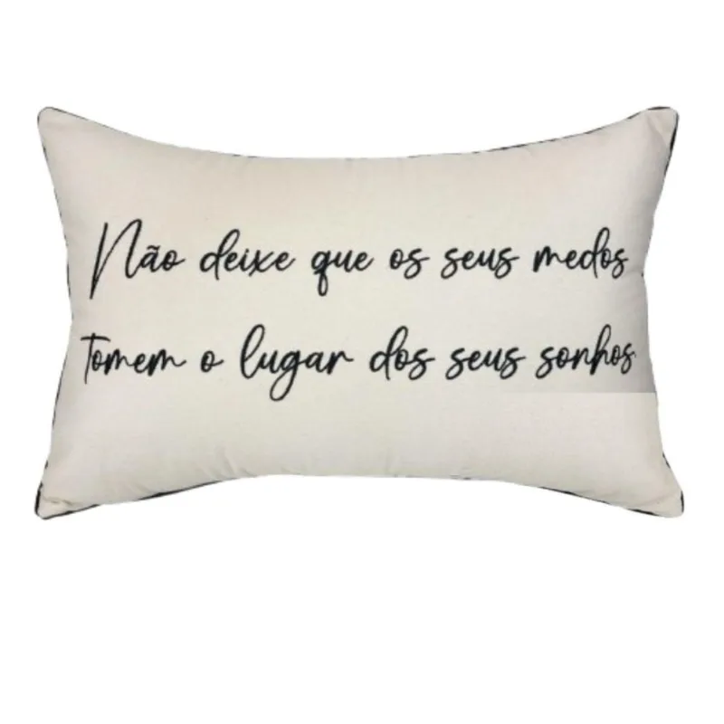 Almofada Sarja Com Frase 190-02 35X52 Decortextil