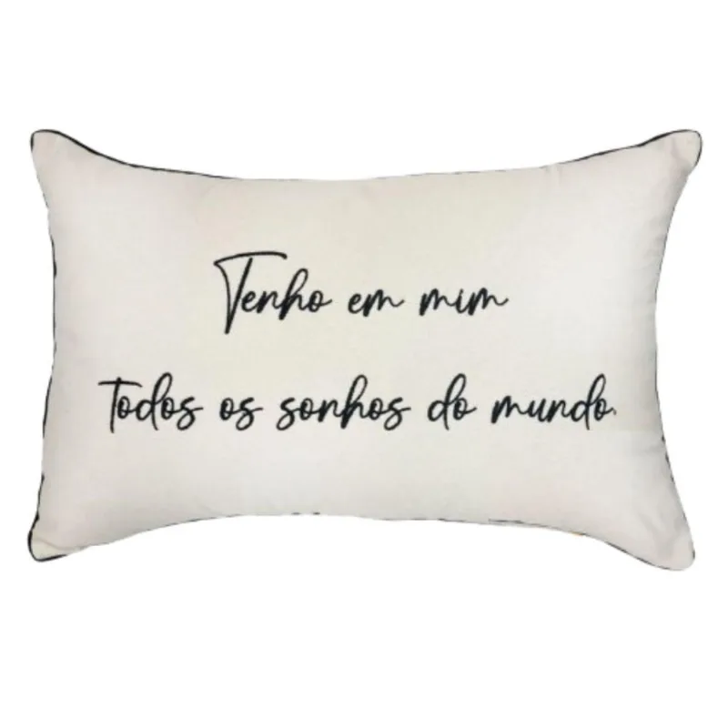 Almofada Sarja Com Frase 190-04 35X52 Decortextil
