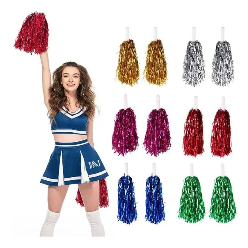 3x Kit 2 Pompom Metalizado Líder De Torcida Festa Esporte Co