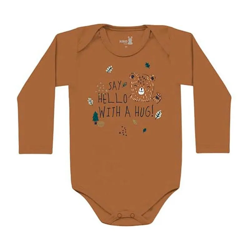Body Bebê Menino manga Longa Urso