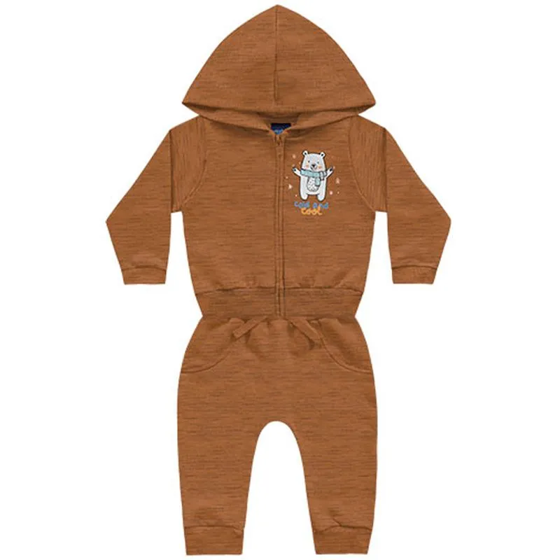 Conjunto Kiko e Kika Bebê Menino Inverno com Estampa Urso Cold and Cool P/G - 09293-MASCAVO-PB