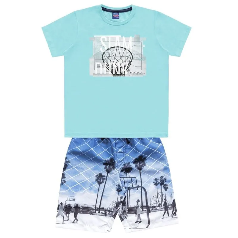 Conjunto Camiseta E Bermuda Azul Kiko E Kika