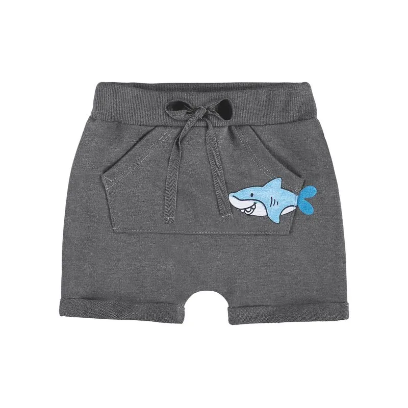 Bermuda Moletinho Bebê Menino Verão PB-GB - 10117-MESCLA PRETO-GB