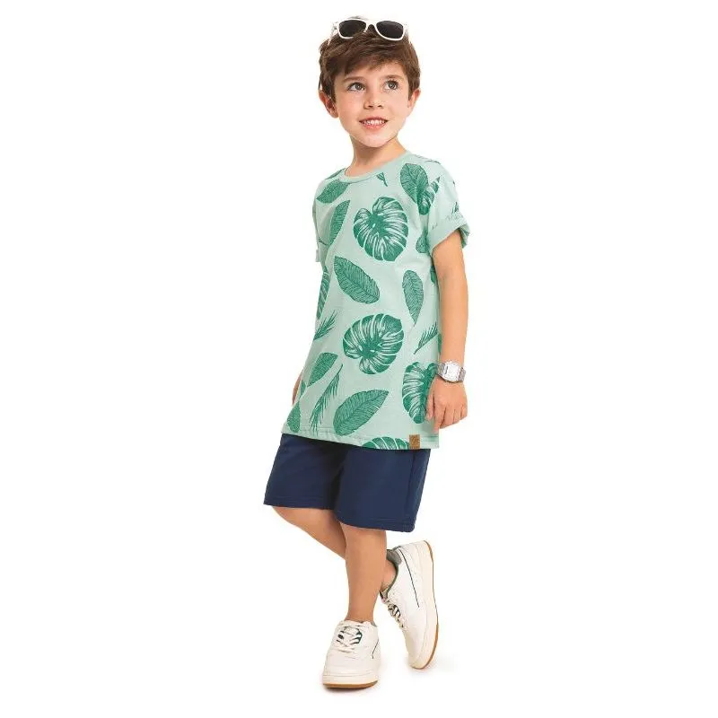 Camiseta KIKO&KIKA Infantil Verão Menino Estampa Folhagens 4/10 - 10166-ACQUAMARINE-6