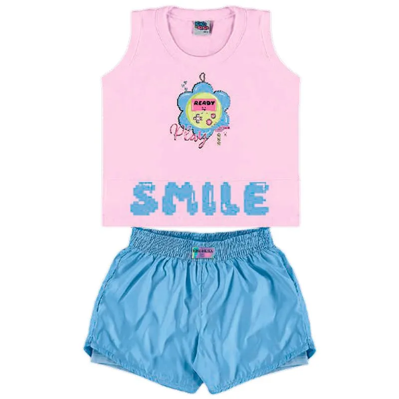 Conjunto Kiko e Kina Juvenil Menina Verão com Estampa Smile 12/16 - 10426-ROSA-14