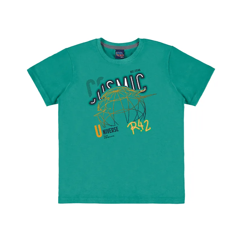 Camiseta Kiko e Kika Juvenil Menino Verão com Estampa Cosmic Universe 12/16 - 10462-CLOROFILA-16