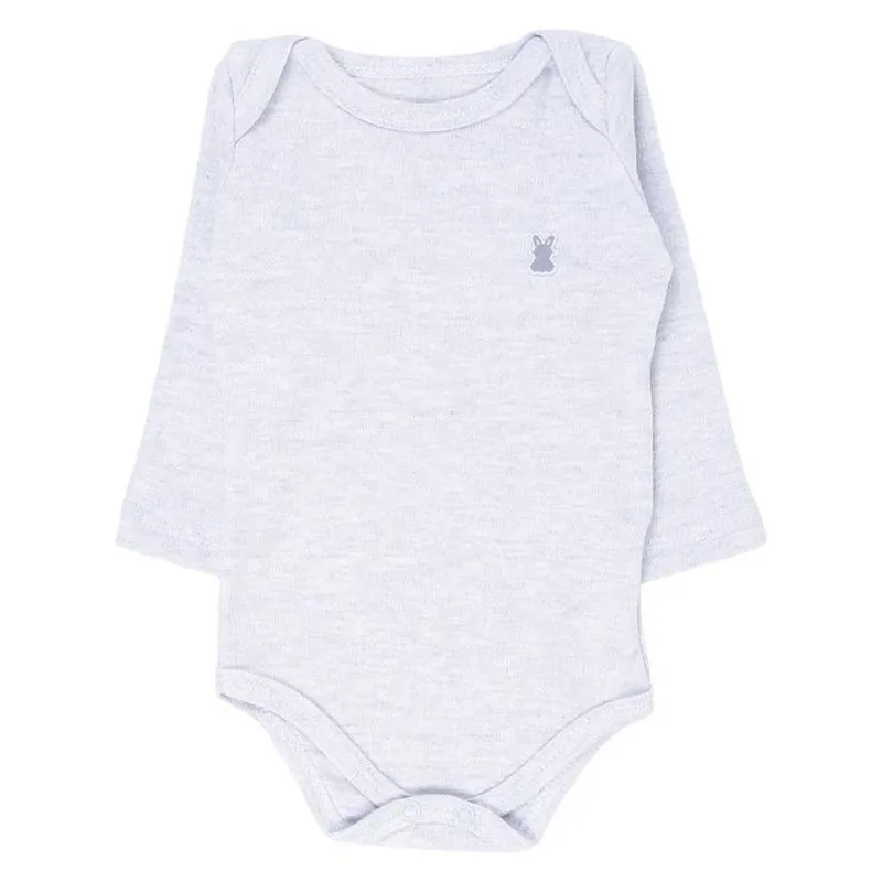 Body Manga Longa Kiko Baby P Cinza Liso 3608 (MP)