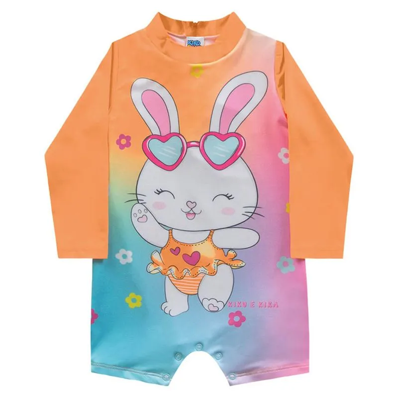 Macacão Malha UV Kiko e Kika Infantil Menina Verão com Estampa Coelhinha Fofa 1/3 - 13064-PHISALYS-2