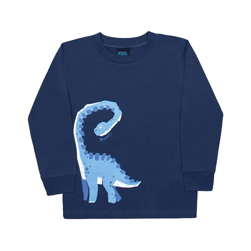 Camiseta Kiko e Kika Infantil Menino Meia Estação com Estampa Dino Yeah 1/3 - 13717-MARINHO-2