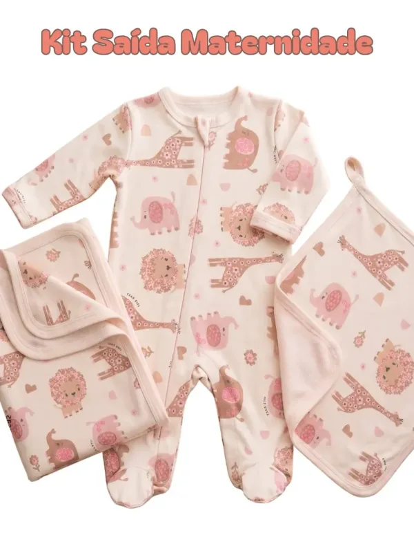 Kit Saída Maternidade Macacão RN Manta e Naninha Kiko Baby Menina