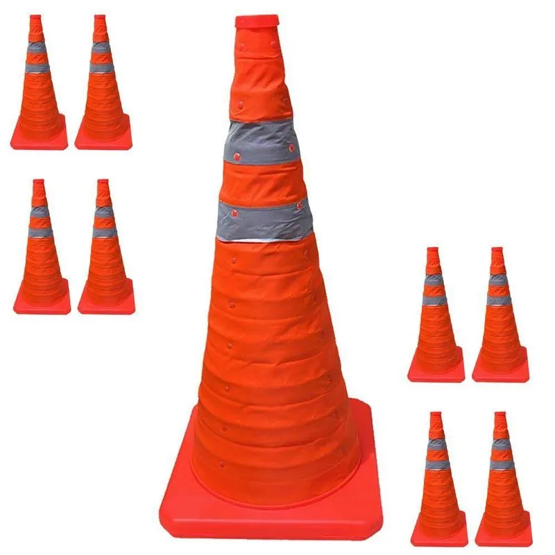 Kit 8 Cones De Trânsito Retráteis Refletivos 40cm Laranja Economia Solar