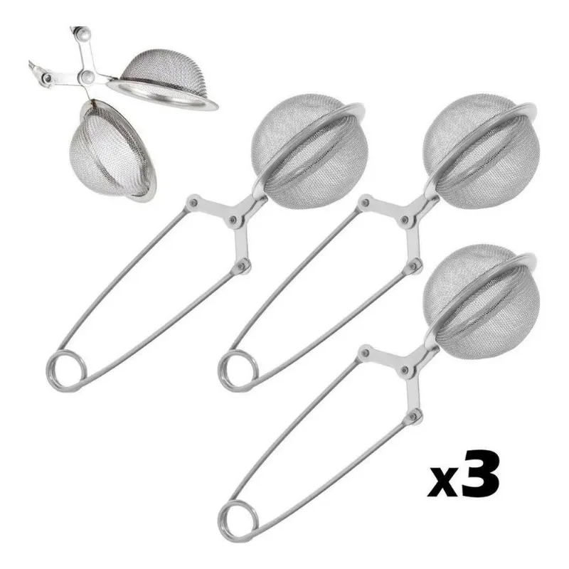 Kit 3 Infusores De Chá Inox Coador Peneira Ervas Qualidade C