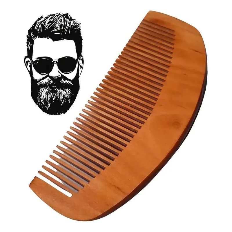 Pente De Madeira Para Barba E Bigode Curvo Clássico Meia Lua