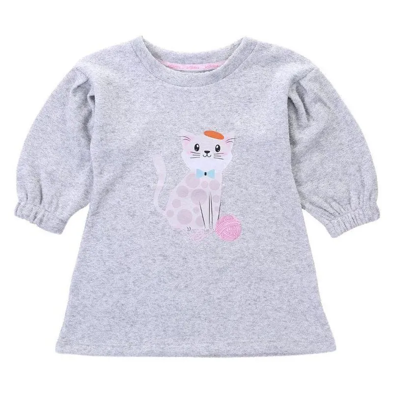 Vestido Manga Longa Infantil Kookabu Gatinho 2 Cinza (MP)