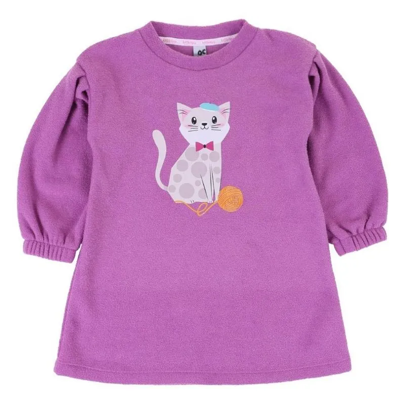 Vestido Manga Longa Infantil Kookabu Gatinho 2 Roxo (MP)