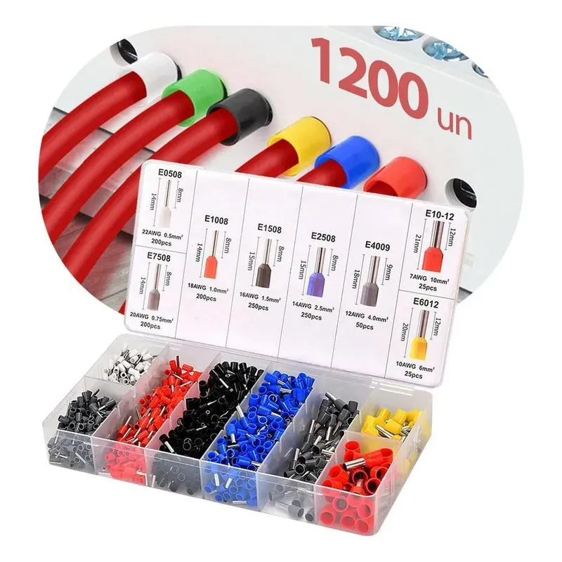 1200 Terminais Elétricos Tubular Ilhós Pre Isolado Para Fio