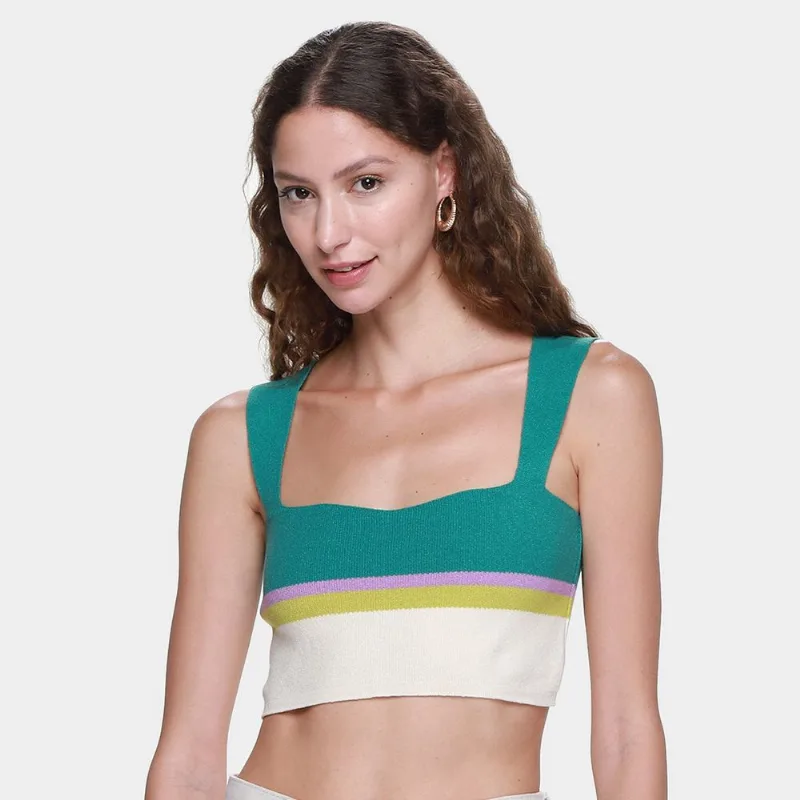 Top Cropped Oh,Boy! Tricot Breath Feminino - Feminino - Verde