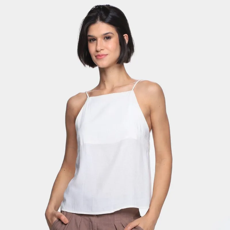 Blusa Oh, Boy! Lisa Alças Finas Feminina - Feminino - Off White