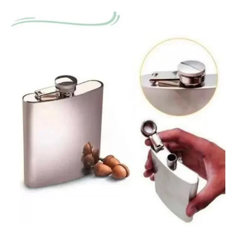 Cantil Inox Frasco 230ml Pinga Whiskeira Whisky Bolso Bar