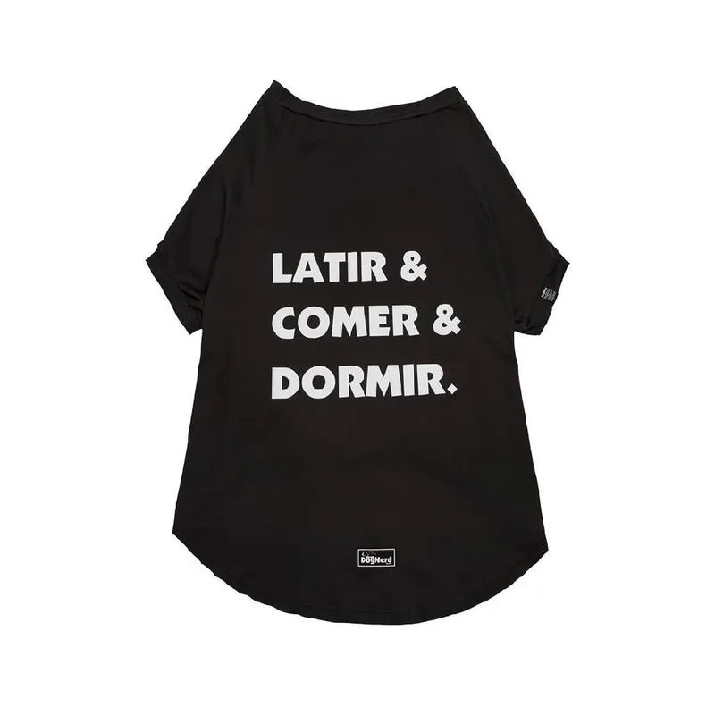 Camiseta Pet Comer E Latir Preta - Tam. 07