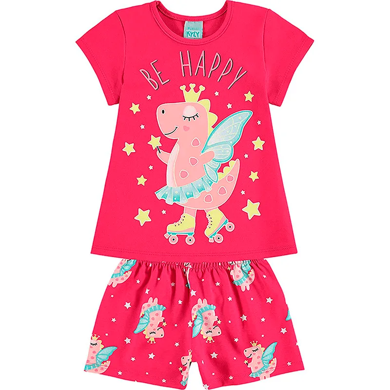 Pijama Infantil Menina Brilha no Escuro com Estampa Dino Princesa 4/8 - 111009-ROSA-6