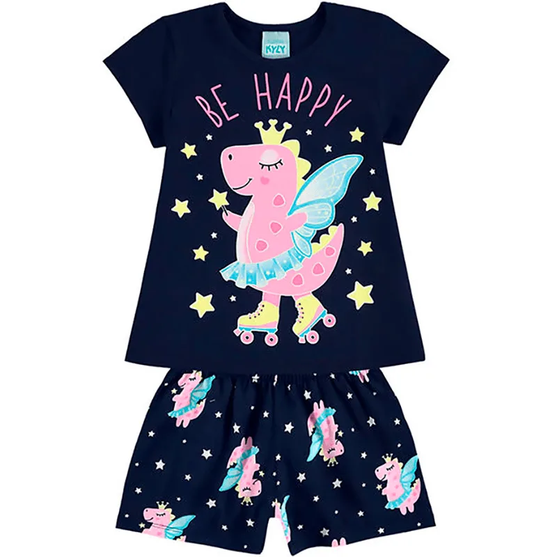 Pijama Infantil Menina Brilha no Escuro com Estampa Dino Princesa 4/8 - 111009-MARINHO-8
