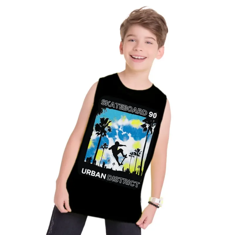 Camiseta Regata Infantil Preta Skateboard