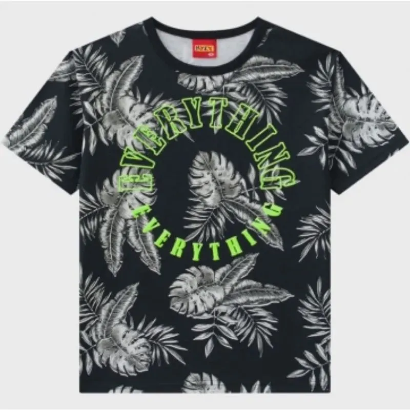 Camiseta Masculina Juvenil Preta Com Estampa Em Alto Relevo