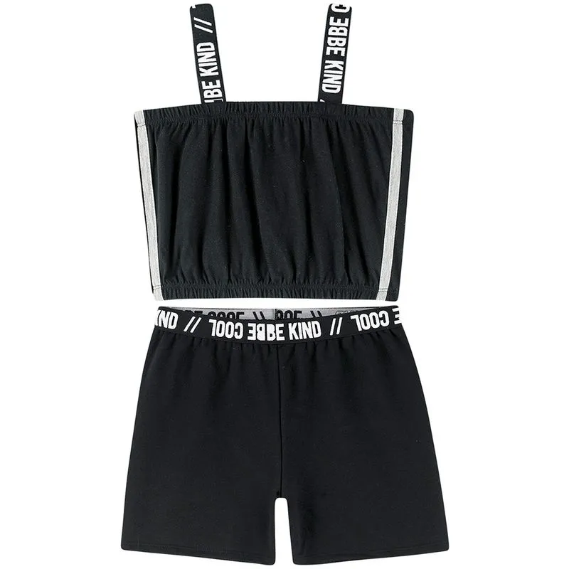 Conjunto Amora Juvenil Menina Verão Estiloso com Detalhe Elástico 12/20 - 51663-PRETO 9010-18