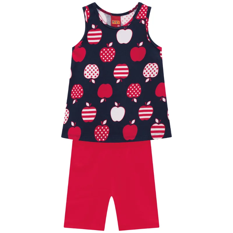 Conjunto Kyly Infantil Menina Verão com Estampa Colorida Frutas e Flores 4/8 - 111488-VERMELHO-6