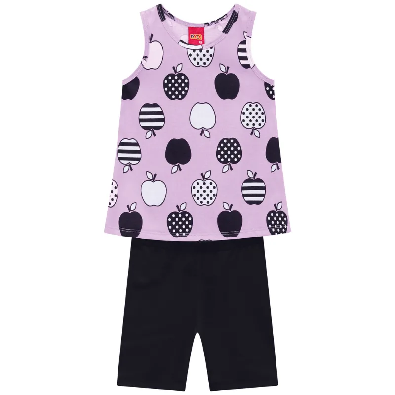 Conjunto Kyly Infantil Menina Verão com Estampa Colorida Frutas e Flores 1/3 - 111488-LILAS-3